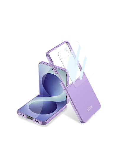 Samsung Galaxy Uyumlu Z Flip 8 Kılıf Sert Renkli Kıpta Kapak Mor
