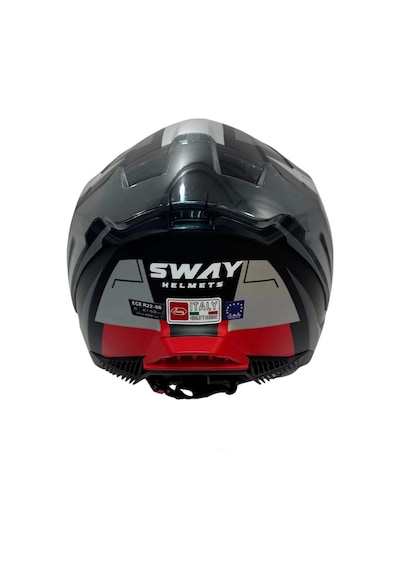 Sway Sw 865 Güneş Gözlüklü Motosiklet Kaskı Beyaz Titanyum Siyah - Kırmızı
