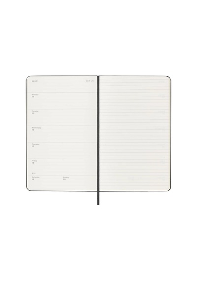 Moleskine 12 Ay Haftalık Ajanda L Boy 13x21 Cm Sert Kapak Siyah Siyah