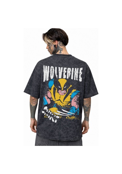 Tasarım Wolverine Film Kahramanı Sırt Baskılı Unisex Oversize Esk Siyah