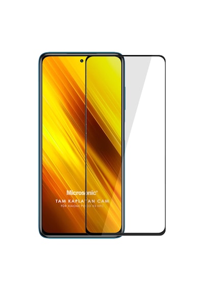 Microsonic Xiaomi Poco X3 Nfc Tam Kaplayan Temperli Cam Ekran Koruyucu Siyah