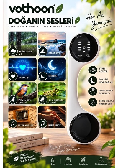 Magicool Taşınabilir Rahatlatıcı Uyku ve Doğa Sesleri Cihazı Yağmur, Dalga, Ninni Ve Doğal Sesler Beyaz
