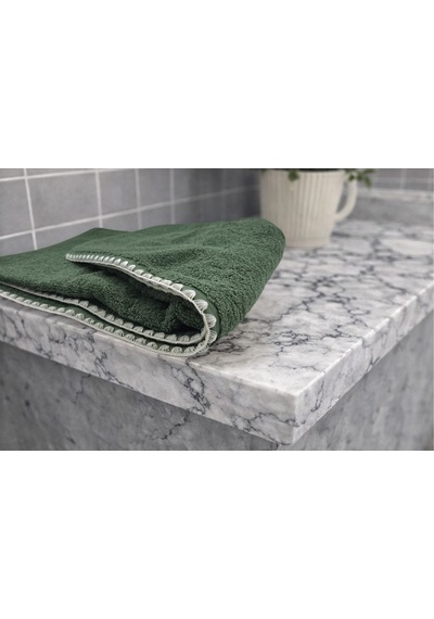 Krem İstiridye Dikişli %100 Pamuk Yumuşak Dokulu Yüksek Su Emici 2'li Banyo Havlu Seti 50x90-70x130 Haki