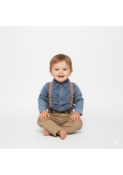 Mnk Baby & Kids Jeans Gömlek Gabardin Pantolon Erkek Bebek Takımı M00774 Bej