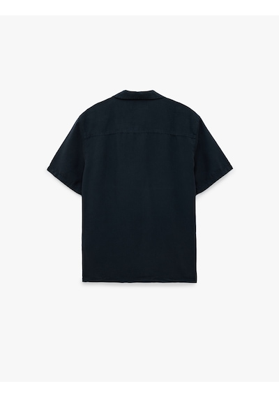 Koton Regular Fit Devrik Yaka Kısa Kollu Gömlek Lacivert 6sam60026hw