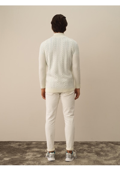 Xint Ekru Regular Fit Dik Yaka Hırka 801779