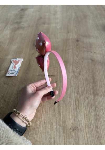 Fuşya Boncuklu Fiyonklu Kız Çocuk Tacı - Fuşya