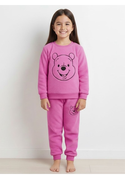 Peluş Kız Çocuk Takım - 2/8 Yaş - 31569 Fuşya Pembe