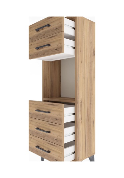 Arges Dolap Tek Raflı 5 Çekmeceli 44x30x134 Çam-çam Atlas Çam