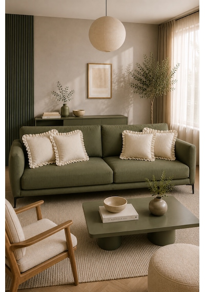 4'lü Fırfırlı Düz Krem Dekoratif Kırlent Kılıfı %100 Pamuk Fermuarlı 45x45 Cm Şeffaf
