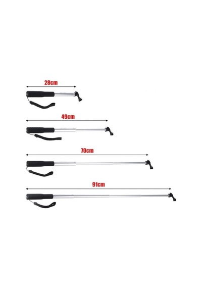 Aksiyon Kameraları 1/4 Vida Uyumlu Uzaktan Kumandalı Rf Remote Control Kademeli Monopod Selfie Çubuğu Siyah
