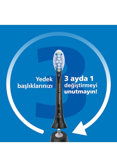 Philips HX9042/88 Sonicare Premium Plak Savunması 2'li Diş Fırçası Başlığı Siyah