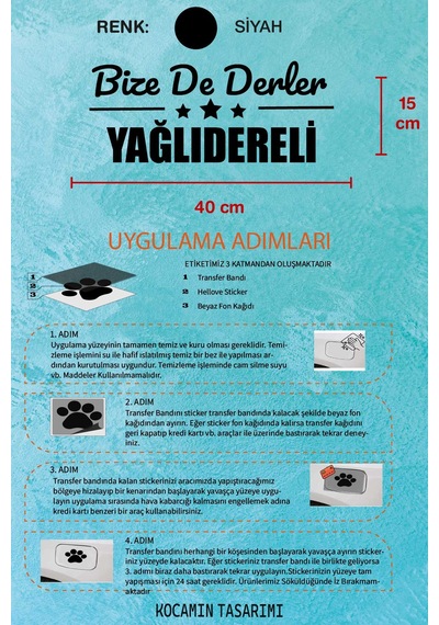 Giresun Yağlıdere Otomobil Stickerı Giresun Bize De Derler Yağlıdereli 40x15 Cm Araba Yazısı 40 CM - Siyah