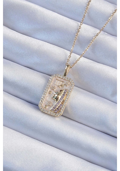316l Çelik Zincir Gold Renk Zirkon Taşlı Yüz Figürlü Tarot Kolye