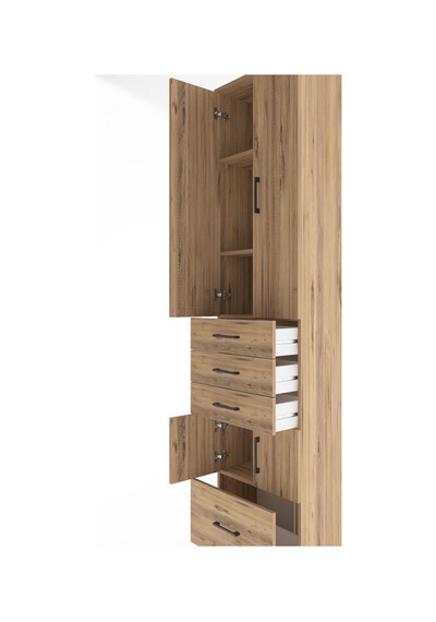 Arges Dolap 4 Raflı 4 Çekmeceli 4 Kapaklı 60x30x243 Çam-çam Çam
