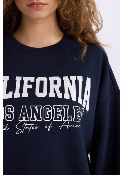 DeFacto Loose Fit Bisiklet Yaka Baskılı Kalın Kumaş Sweatshirt E3390AXNSNV44 DeFacto Loose Fit Bisiklet Yaka Baskılı Kalın Kumaş Sweatshirt E3390AXNSNV44