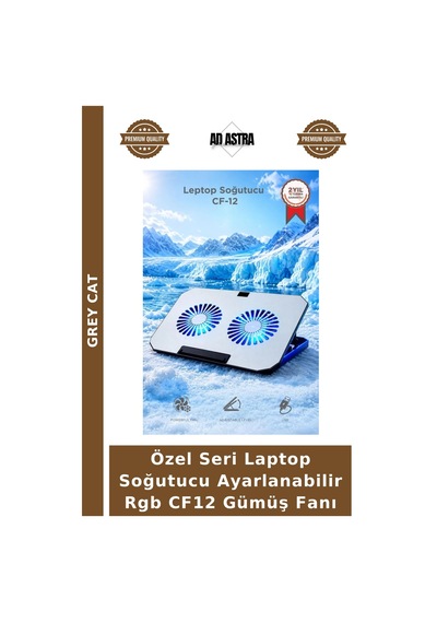Özel Seri Laptop Soğutucu Ayarlanabilir Rgb Cf12 Gümüş Fanı