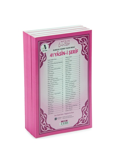 10 Adet Türkçe Mealli Orta Boy 80 Sayfa 41 Yasin - Pembe Renk