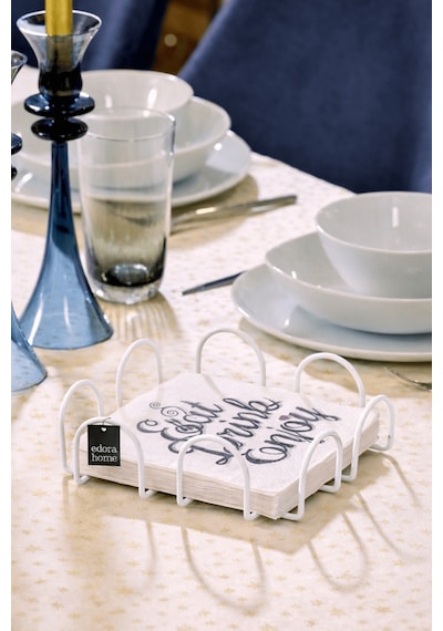 Bej 18 Cm Peçetelik Büyük Boy Peçete Standı Kafe Restoran Otel Paslanmaz Metal