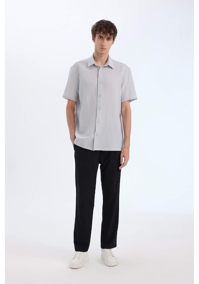 DeFacto Regular Fit Polo Yaka Krinkıl Yazlık Kısa Kollu Gömlek E1223AX25SMGR184