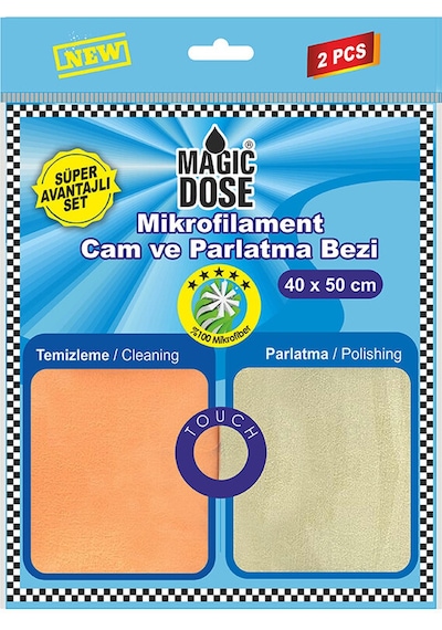 3 Adet Magic Dose Mikrofilament Cam Ve Parlatma Bezi 2'li 40x50 Cm