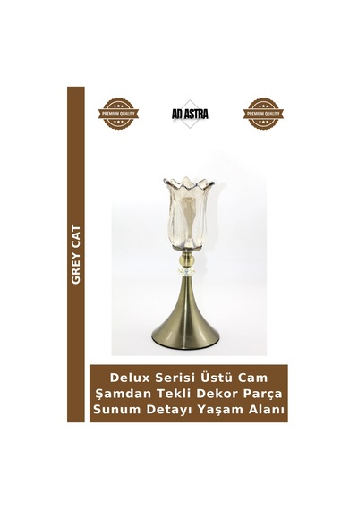 Delux Serisi Üstü Cam Şamdan Tekli Dekor Parça Sunum Detayı Yaşam Alanı Çok Renkli