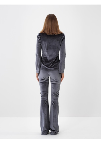 Xint Antrasit Lüks Dokulu Soft Kadife Slim Fit Pantolon 470459