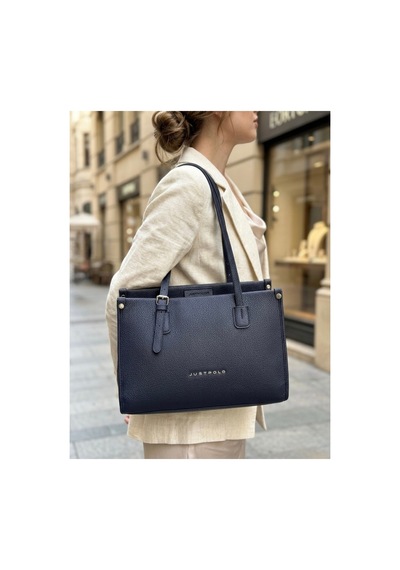 Just Polo Kadın Yeni Sezon Yumuşak Deri Büyük Boy Fermuarlı Lüks Tasarım El Çantası Shopper Lacivert 49614670
