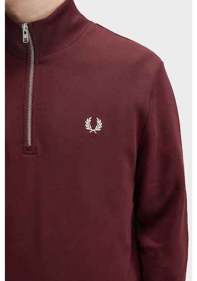 Fred Perry Logolu Pamuklu Yarım Fermuarlı Sweat Erkek Sweat M3574 64a Bordo