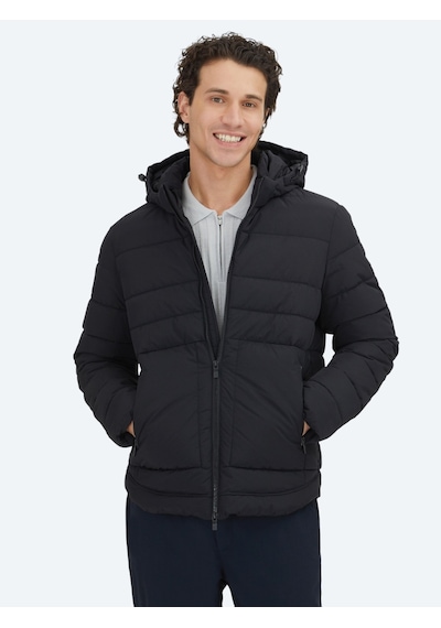 Kip Siyah Regular Fit Kapüşonlu Dokuma Mont