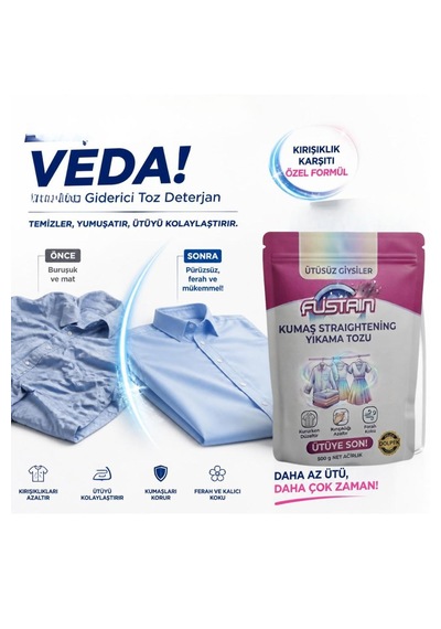 Fustaın Toz Deterjan, 1 Kg: Giysilerinizdeki İnatçı Kırışıklıklara Veda Edin