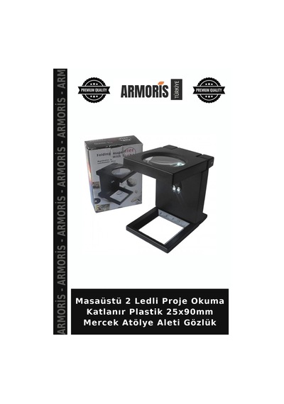 Masaüstü 2 Ledli Proje Okuma Katlanır Plastik 25x90mm Mercek Atölye Aleti Gözlük