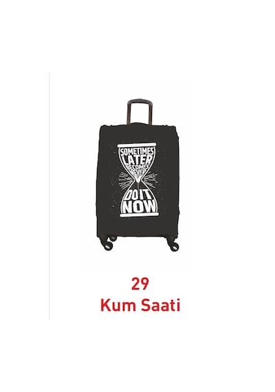 My Saraciye My 29 Kum Saati Valizler İçin Kılıf Seti Kabin Orta Ve Büyük Siyah - Beyaz
