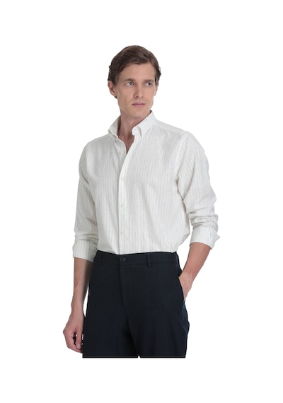 Hatemoğlu Lacivert Comfort Fit Çizgili Düğmeli Yaka Pamuk-keten Uzun Kollu Gömlek 36377 4112002 Hatemoğlu Lacivert Comfort Fit Çizgili Düğmeli Yaka Pamuk-keten Uzun Kollu Gömlek 36377 4112002