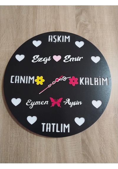 Sevgiliye Özel Hediye Kişiye Özel İsim Yazılı Duvar Saati
