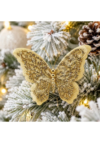 Yılbaşı Ağacı Süsü Gold Kelebek 20 Cm Diğer