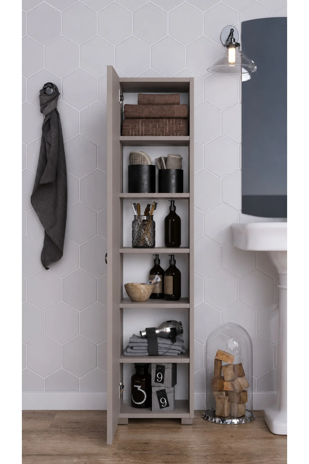 Rafineri Tasarım Saltık Çok Amaçlı Dolap Tek Kanat Raflı Mdf Krem