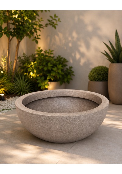 Bitkidunyam Fiberglas Oval120 Litre Taş Görünümlü Saksı -