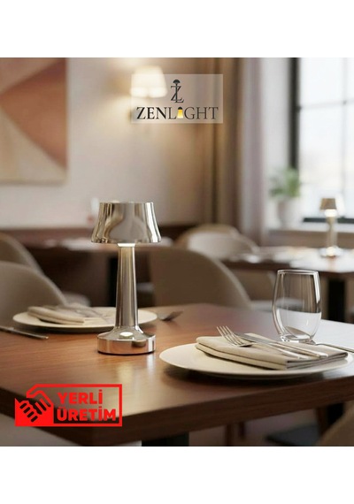 Zenlight Metal Dokunmatik Şarjlı Masa Lambası Gümüş