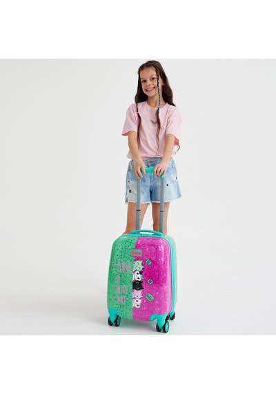 Coral High Kids Pembe Su Yeşili Kedi Desenli Çocuk Valizi 16725 Yeşil - Pembe