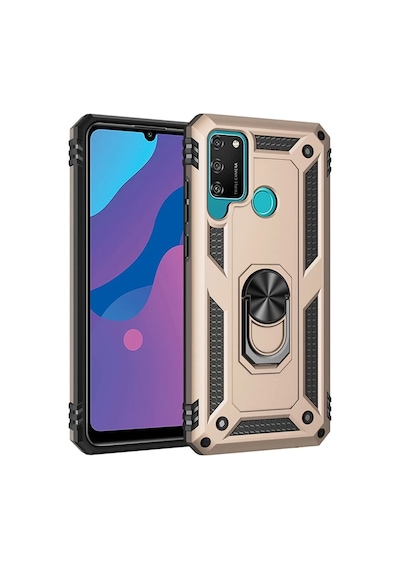 Huawei Y6p Uyumlu Kılıf Sofya Yüzüklü Silikon Kapak - Gold