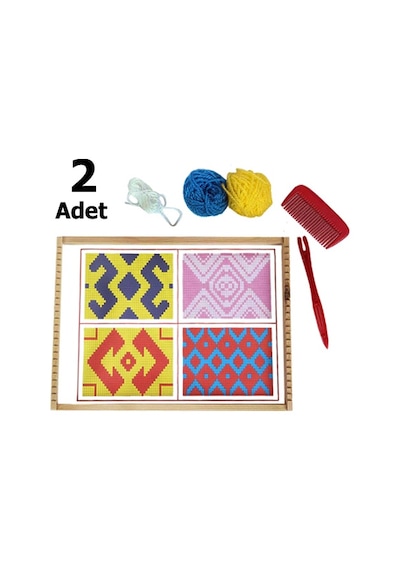 2 Adet. Ahşap. Halı Dokuma Tezgahı. Iş Eğitimi. Halı Dokuma Seti.