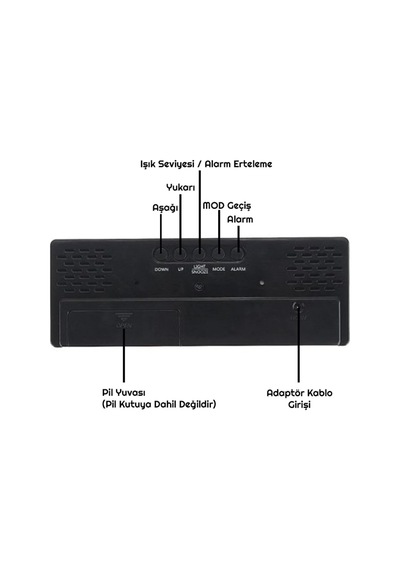Aynalı Alarm Saat Takvimli Termometre Led Dijital Modern Masa Saati Diğer