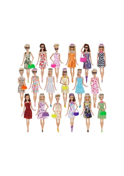 Barbie Bebekler Için 42 Parça Aksesuar Kıyafet Ayakkabı Çanta Askı Gözlük Seti