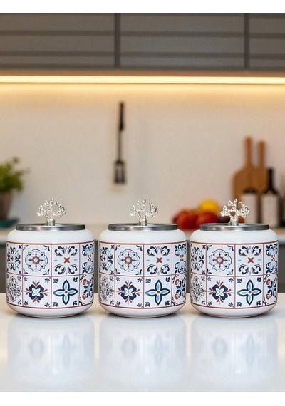 Kahve Köşesi - 1.4 L Ceramic Desenli Baharatlık Gümüş Kahverengi