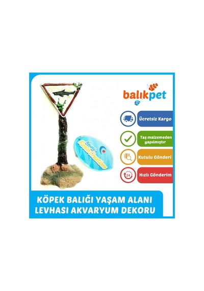 Köpek Balığı Uyarı Levhası Akvaryum Dekoru 13cm