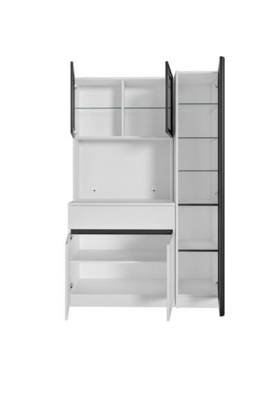 Moon Midi Sağ Vitrinli Kahve Köşesi Komple Mdf Led Mutfak Dolabı Beyaz Moon Midi Sağ Vitrinli Kahve Köşesi Komple Mdf Led Mutfak Dolabı Beyaz