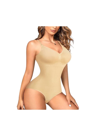 Tezzgelsin Kadın İnce Askılı Çıtçıtlı Slip Body Korse Ten Ten Rengi