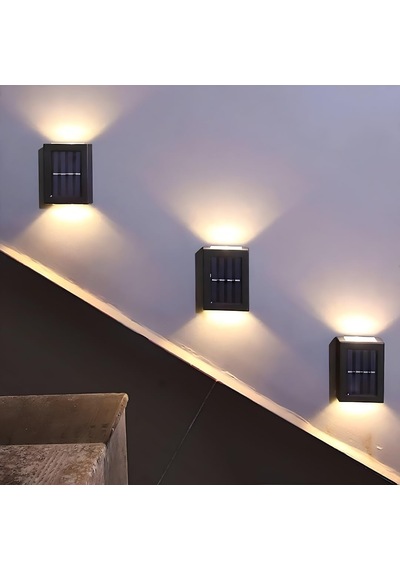 Solar Güneş Enerjili Bahçe Duvar Lambası Led Aplik - Ip65 Su Geçirmez Dış Mekan Çift Yönlü Dekoratif Aydınlatma, Avlu, Teras, Çit Ve Merdiven Gece Lambası Diğer
