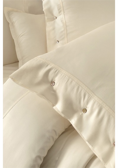 Sarev Monochrome Cream %100 Pamuk Saten King Size Nevresim Takımı Krem